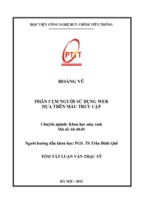 Phân cụm người sử dụng web dựa trên mẫu truy cập luận văn th.sĩ