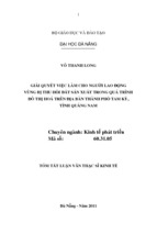 Luận văn giải quyết việc làm cho người lao động vùng bị thu hồi đất sản xuất trong quá trình đô thị hóa trên địa bàn thành phố tam kỳ, tỉnh quảng nam