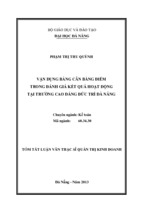 Vận dụng bảng cân bằng điểm trong đánh giá kết quả hoạt động tại trường cao đẳng đức trí đà nẵng luận văn th.sĩ