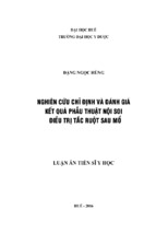 Luận án nghiên cứu chỉ định và đánh giá kết quả phẫu thuật nội soi điều trị tắc ruột sau mổ