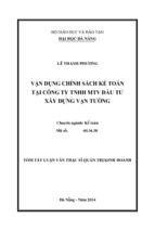 Vận dụng chính sách kế toán tại công ty tnhh mtv đầu tư xây dựng vạn tường luận văn th.sĩ