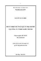 Hoàn thiện kế toán quản trị chi phí tại công ty tnhh nghĩa thành luận văn th.sĩ