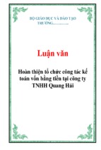 Hoàn thiện tổ chức công tác kế toán vốn bằng tiền tại công ty tnhh quang hải