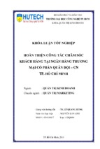 Hoàn thiện hoạt động chăm sóc khách hàng tại ngân hàng tmcp chi nhánh thành phố hồ chí minh