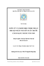 Ngôn từ và giọng điệu nghệ thuật truyện ngắn nguyễn tuân trước cách mạng tháng tám 1945