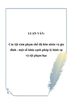 Các tội xâm phạm chế độ hôn nhân và gia đình   một số khía cạnh pháp lý hình sự và tội phạm học