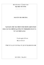 Vận dụng thủ tục phân tích trong kiểm toán báo cáo tài chính tại công ty tnhh kiểm toán và tư vấn thuế atax luận văn th.sĩ
