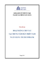 Hoạt ng cho va tại trung tâm n mi n nam ngân hàng techcom ank