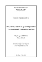 Hoàn thiện kế toán quản trị chi phí tại công ty cổ phần vinaconex 25 luận văn th.sĩ