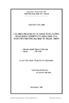 Các biện pháp quản lý nhằm tăng cường hoạt động nghiên cứu khoa học của sinh viên trường đại học sư phạm   đhtn