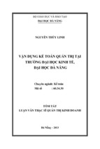 Vận dụng kế toán quản trị tại trường đại học kinh tế, đại học đà nẵng luận văn th.sĩ