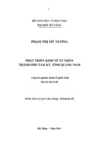 Luận văn phát triển kinh tế tư nhân thành phố tam kỳ, tỉnh quảng nam