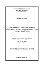 Luận văn giải quyết việc làm cho lao động nông thông trên địa bàn huyện hòa vang, thành phố đà nẵng