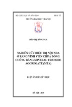 Luận án nghiên cứu điều trị nội nha ở răng vĩnh viễn chưa đóng cuống bằng mineral trioxide aggregate (mta)