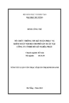 Tổ chức thông tin kế toán phục vụ kiểm soát nội bộ chi phí sản xuất tại công ty tnhh đồ gỗ nghĩa phát luận văn th.sĩ