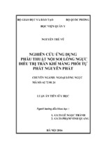 Luận án nghiên cứu ứng dụng phẫu thuật nội soi lồng ngực điều trị tràn khí màng phổi tự phát nguyên phát