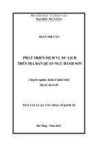 Luận văn phát triển dịch vụ du lịch trên địa bàn quận ngũ hành sơn