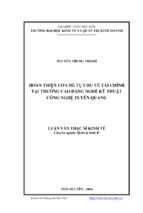 Hoàn thiện cơ chế tự chủ về tài chính tại trường cao đẳng nghề kỹ thuật công nghệ tuyên quang