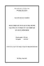 Hoàn thiện kế toán quản trị chi phí tại công ty cổ phần tư vấn thiết kế xây dựng bình định luận văn th.sĩ