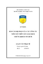 Báo cáo bộ phận của các công ty niêm yết trên sàn giao dịch chứng khoán thành phố hồ chí minh