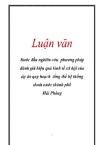 Bước đầu nghiên cứu phương pháp đánh giá hiệu quả kinh tế xã hội của dự án quy hoạch tổng thể hệ thống thoát nước thành phố hải phòng