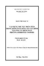 Vận dụng thủ tục phân tích trong kiểm toán báo cáo tài chính tại công ty kiểm toán pricewaterhousecoopers luận văn th.sĩ