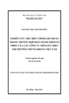 Nghiên cứu việc điều chỉnh lợi nhuận trong trường hợp phát hành thêm cổ phiếu của các công ty niêm yết trên thị trường chứng khoán việt nam luận văn th.sĩ