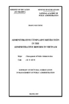 Summary of doctoral dissertation in management of public administration administrative complaint resolution in the administrative reform in vietnam