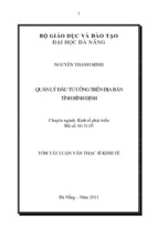 Luận văn quản lý đầu tư công trên địa bàn tỉnh bình định