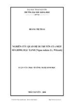 Nghiên cứu quan hệ di truyền của một số giống đậu xanh [vigna radiata (l.) wilczek]