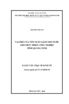 Vai trò của vốn ngân sách nhà nước cho phát triển công nghiệp tỉnh quảng ninh