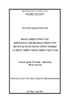 Luận văn thạc sĩ hoàn thiện công tác kiểm soát nội bộ hoạt động tín dụng tại ngân hàng nông nghiệp và phát triển nông thôn việt nam