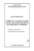 Nghiên cứu tận dụng vỏ trái cacao làm nguyên liệu để sản xuất phân hữu cơ sinh học