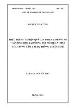 Luận án tiến sĩ y học thực trạng và hiệu quả can thiệp đảm bảo an toàn sinh học tại phòng xét nghiệm vi sinh của trung tâm y tế dự phòng tuyến tỉnh