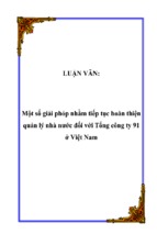 Một số giải phỏp nhằm tiếp tục hoàn thiện quản lý nhà nước đối với tổng công ty 91 ở việt nam