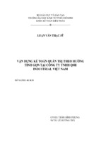 Vận dụng kế toán quản trị theo hướng tinh gọn tại công ty tnhh qmi industrial việt nam