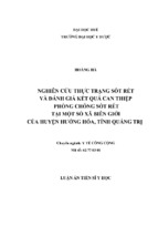 Luận án tiến sĩ y tế công cộng nghiên cứu thực trạng sốt rét và đánh giá kết quả can thiệp phòng chống sốt rét tại một số xã biên giới của huyện hướng hóa, tỉnh quảng trị