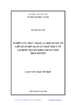 Nghiên cứu thực trạng và một số yếu tố liên quan đến quản lý chất thải y tế tại bệnh viện đa khoa trung ƣơng thái nguyên