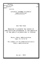 The summary of the phd dissertationnin public administration measures to promote the reform of administrative procedures in the operation of the public universities in vietnam