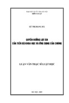 Luận văn thạc sỹ luật học quyền hưởng lợi ích của tiến bộ khoa học và ứng dụng của chúng