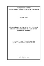 đánh giá hiệu quả kinh tế sản xuất chè của hộ nông dân trên địa bàn huyện văn chấn   yên bái