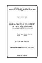 Một số giải pháp hoàn thiện hệ thống kiểm soát nội bộ của ngành y tế tỉnh long an