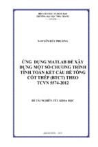 đề tài nghiên cứu khoa học ứng dụng matlab để xây dựng một số chương trình tính toán kết cấu bê tông cốt thép theo tcvn 5574 2012
