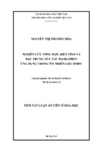 Tóm tắt luận án tiến sĩ nghiên cứu tổng hợp, biến tính và đặc trưng xúc tác pt graphen ứng dụng trong pin nhiên liệu dmfc