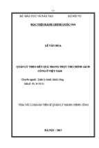 Quản lý theo kết quả trong thực thi chính sách công ở việt nam (tóm tắt)