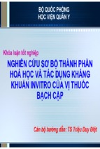 Nghiên cứu sơ bộ thành phần hóa học và tác dụng kháng khuẩn invitro của vị thuốc bạch cập   hv quân y