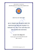 Quản trị rủi ro tín dụng trong ngân hàng nn&ptnt việt nam trên địa bàn thành phố hồ chí minh