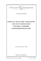 Nghiên cứu kết quả điều trị ngoại trú tăng huyết áp băng thuốc enalapril và nifediine tại thành phố thái nguyên