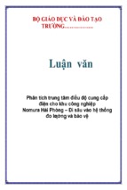 Phân tích trung tâm điều độ cung cấp điện cho khu công nghiệp nomura hải phòng – đi sâu vào hệ thống đo lƣờng và bảo vệ