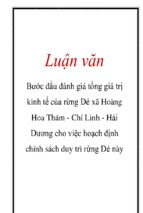 Bước đầu đánh giá tổng giá trị kinh tế của rừng dẻ xã hoàng hoa thám   chí linh   hải dương cho việc hoạch định chính sách duy trì rừng dẻ này